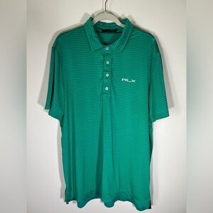 RLX Ralph Lauren blue green striped golf polo XL preppy designer lightweight